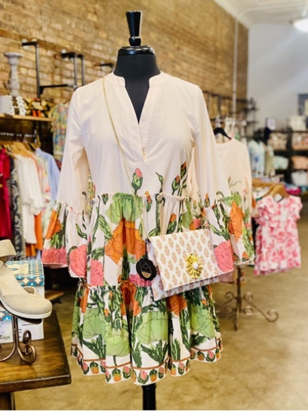 JB by JULIE BROWN ‘White Lotus’ Floral Ruffle Bell Sleeve Tiered Dress - Picture 7 of 16
